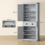 Armoire de cuisine buffet cuisine multi-rangements étagères réglables 4 portes grand tiroir 76,2 x 40,2 x 183 cm gris