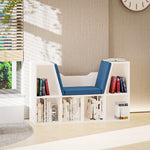 Bibliothèque banc 2 en 1 avec coussins de siège, étagère cube 6 compartiments ouverts et 2 niveaux, meuble de rangement pour salon, chambre à coucher, bureau, 102 x 30 x 61 cm, bleu