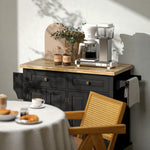 Desserte ilôt de cuisine multi rangements 2 tiroirs 2 placard 2 portes avec étagère range-bouteille