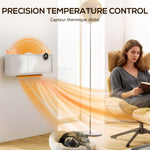 Chauffage mural en céramique 1000/2000W, radiateur électrique, ventilateur, thermostat, minuterie, 54x18,7x12,3cm, blanc