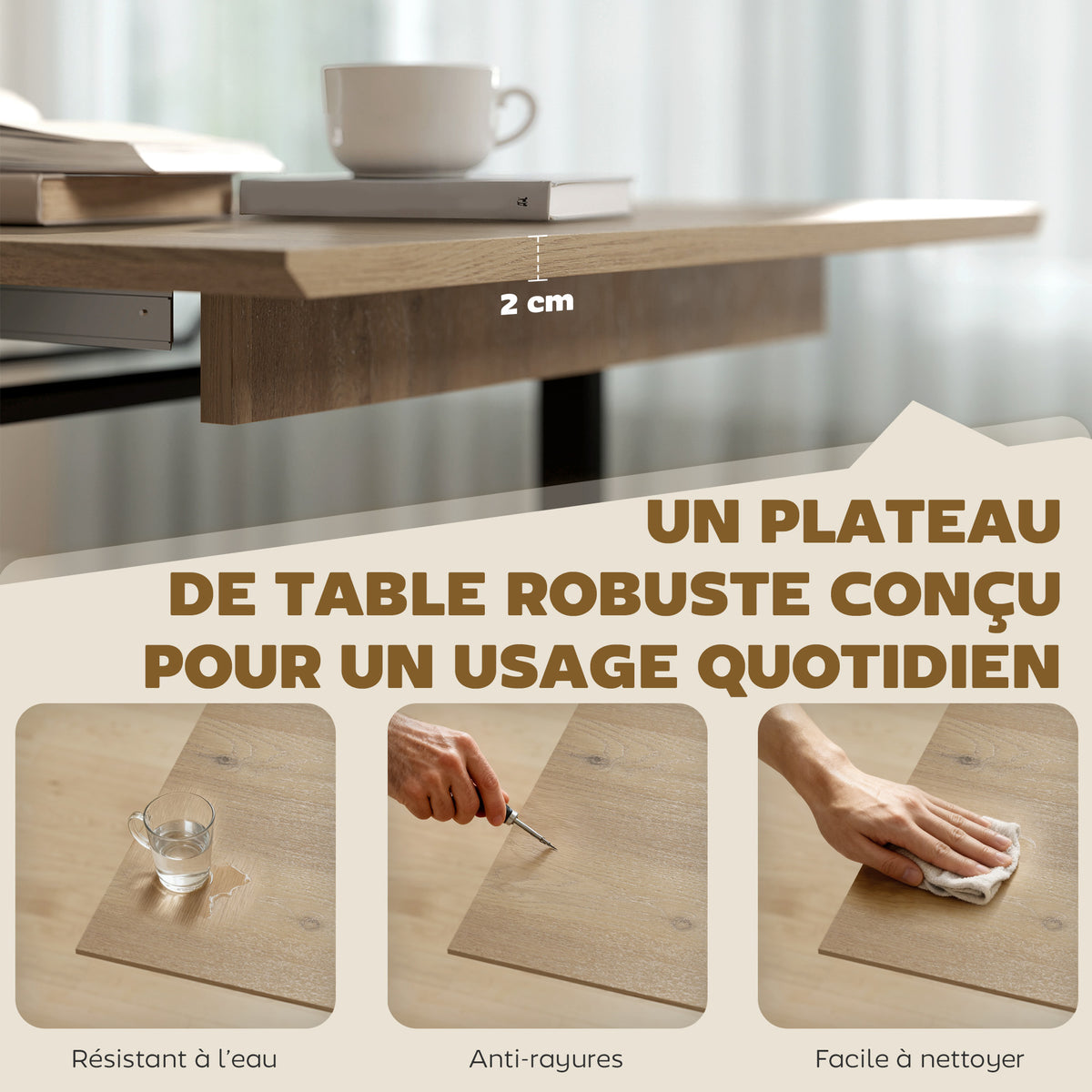 Mesa de comedor rectangular extensible para 6 a 8 personas, mesa de cocina con extensión de 140-180 cm, efecto madera natural