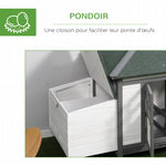 Poulailler cottage multi-équipement perchoir rampe pondoir enclos tiroir à déjection 196L x 76l x 97H cm bois massif pin gris blanc