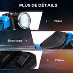 Moto électrique pour enfants 3 km/h 6V avec phare LED 2 roues d'entraînement de 18 à 36 mois avec moteur puissant bleu