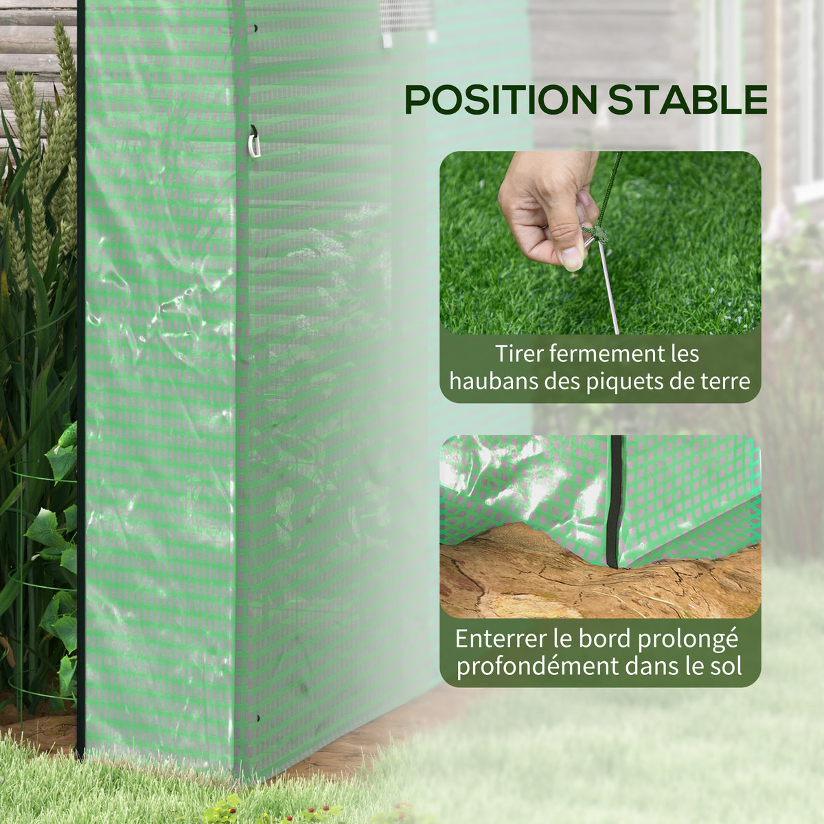 Serre de jardin serre tunnel de jardin 3,24m² PE Haute densité 135 g/m², avec 2 portes zippées 180 x 180 x 200 cm, vert