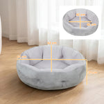 Lit pour chat réversible, lit pour chats d'intérieur et petits chiens, lit rond avec rebord de soutien, gris clair