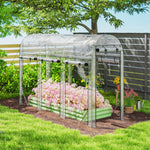 Serre tunnel de jardin 3 m², serre de jardin, cadre en acier galvanisé, 8 portes roulantes, 295x100x197cm, transparent