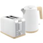 Ensemble bouilloire et grille-pain, 1,7L, 2200W, grille-pain 2 tranches avec 7 niveaux de brunissage, blanc