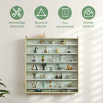 Vitrine pour collection vitrine murale 80 x 9,5 x 83 cm 6 étagères réglables en hauteur 2 portes coulissantes en verre