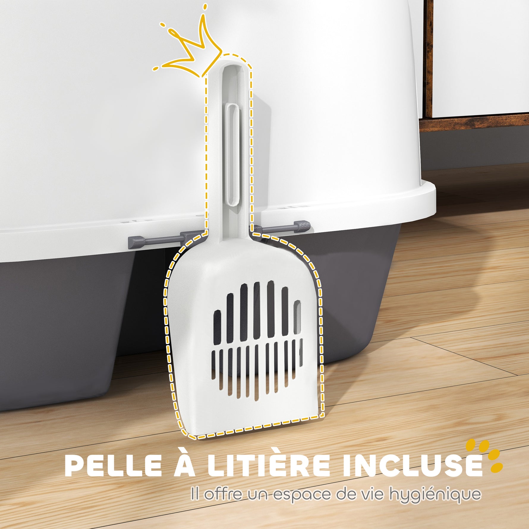 Bac à litière pour chat maison de toilette pour chat couvercle supérieur verrouillable et ouvrable 50 x 50 x 39 cm crème