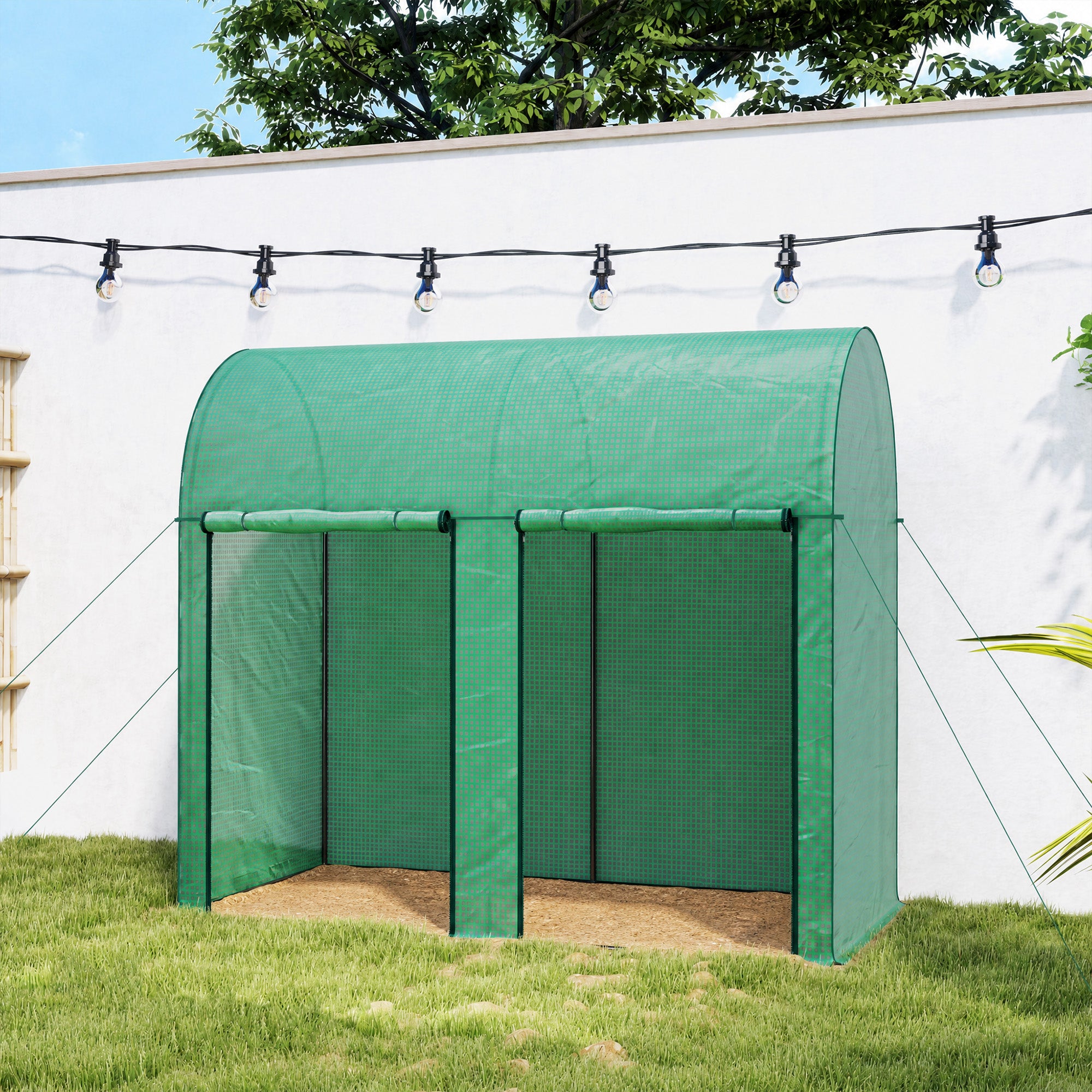 Serre de jardin 2 m² serre à tomates 2 portes zippées enroulables acier PE haute densité anti-UV 2 x 1 x 1,78 m vert