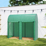 Serre de jardin 2 m² serre à tomates 2 portes zippées enroulables acier PE haute densité anti-UV 2 x 1 x 1,78 m vert
