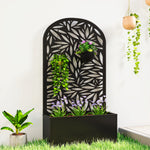 Jardinière avec treillis, bac à fleurs en métal, à fixer au mur ou au sol, 61x23x113cm, noir