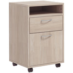Caisson de bureau à roulettes avec tiroir placard et niche pour documents et dossier suspendu 40 x 35 x 60 cm chêne