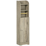 Meuble bas de salle de bain 1 étagère supérieure ouverte 2 compartiments et 1 placard 23 x 18 x 100 cm gris