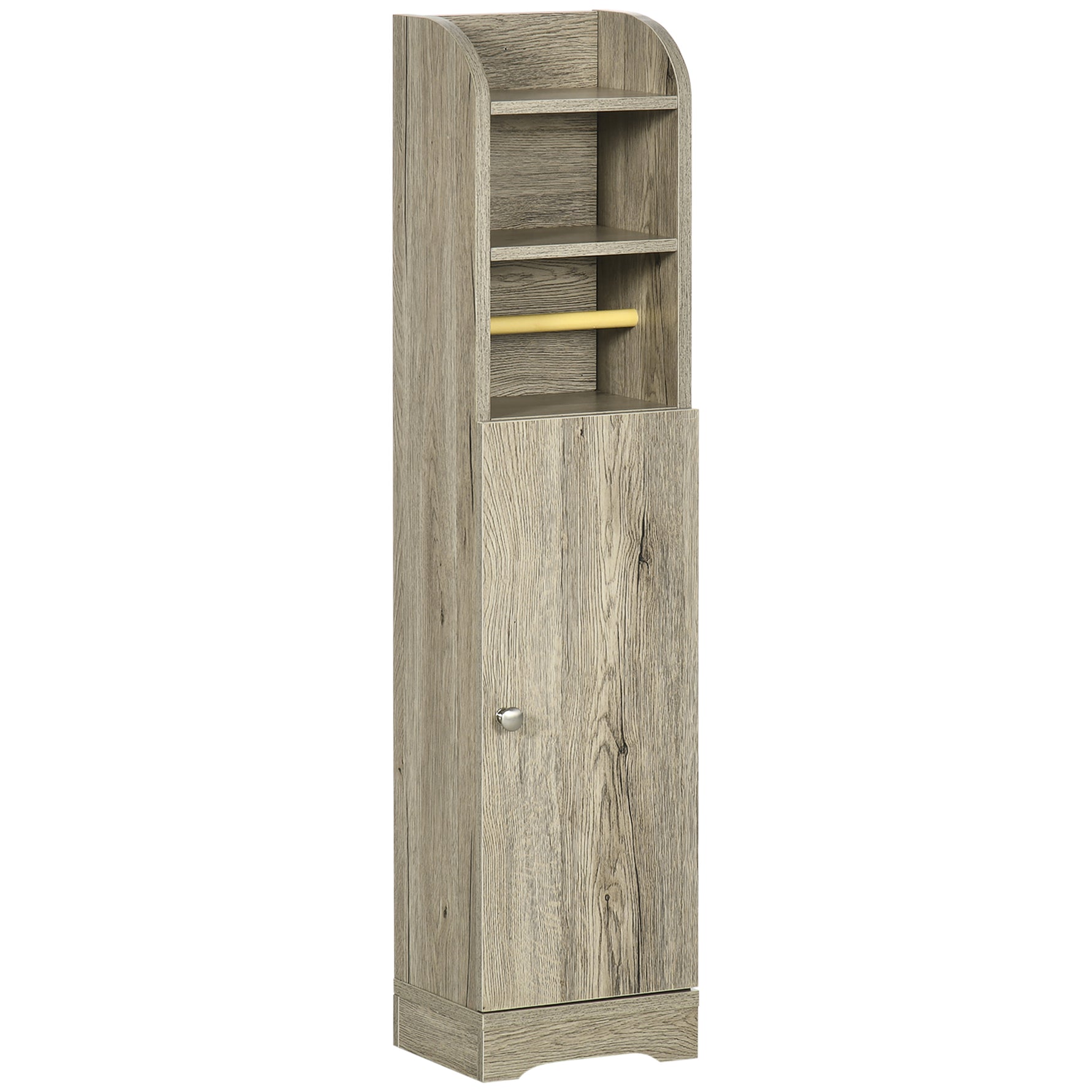 Meuble bas de salle de bain 1 étagère supérieure ouverte 2 compartiments et 1 placard 23 x 18 x 100 cm gris