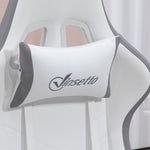 Gaming chair ergonomic gaming recliner with 135° reclining backrest and lumbar support, 65 x 65 x 121-129 cm white