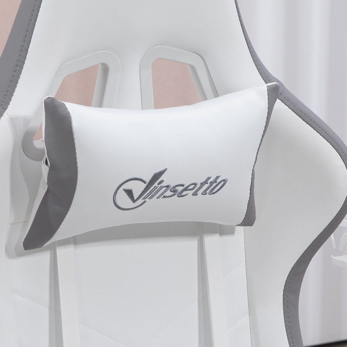 Gaming chair ergonomic gaming recliner with 135° reclining backrest and lumbar support, 65 x 65 x 121-129 cm white
