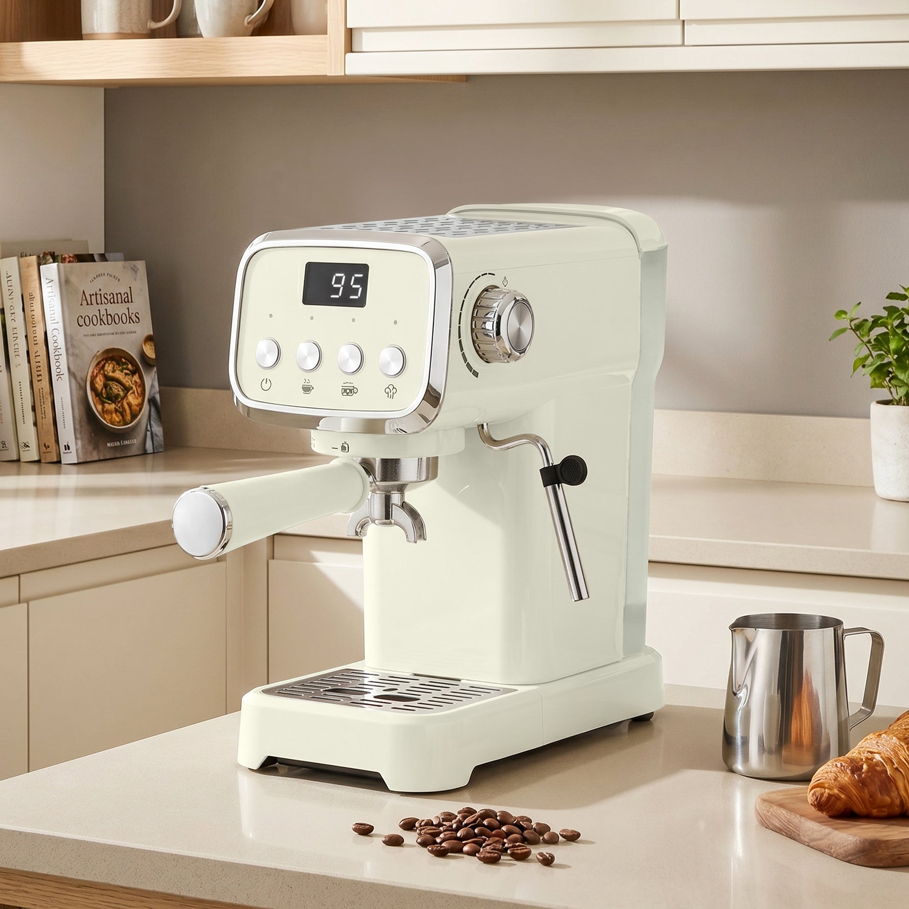 Machine à Expresso avec Buse Vapeur à Mousse de Lait, Cafetière 20Bars, Réservoir d'Eau Amovible 1,2 L, Crème
