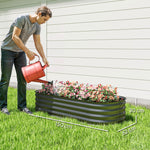 Jardinière surélevée carré potager de jardin en acier modulable légumes, plantes, fleurs, dim. 150 x 62 x 30 cm gris