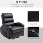 Poltrona relax reclinabile con poggiapiedi regolabile, rivestimento sintetico nero