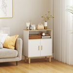 Mueble de baño, mueble de almacenaje con 2 puertas, compartimento abierto, estante ajustable, 60x29,5x76,5 cm, blanco