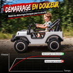 Voiture Électrique Enfants 12V, Buggy Électrique Enfants, 2 Moteurs, Télécommande 2,4G, Batterie Lithium, Blanc