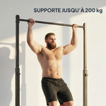 Station de musculation et barre de traction power tower 200 kg avec 8 niveaux de hauteur noir