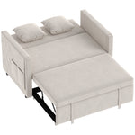 Canapé Convertible 2 Places 3 en 1, Canapé-Lit Clic Clac en Velours Hollandais, Dossier Réglable, 2 Oreillers, Beige