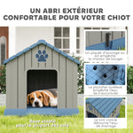 Caseta para perro de exterior casa perro exterior con rejillas de ventilación y suelo elevado 85 x 79 x 82 cm azul