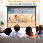 Écran vidéoprojecteur motorisé et électrique 100 Pouces, 4:3 4K HD, panneau de commande et télécommande