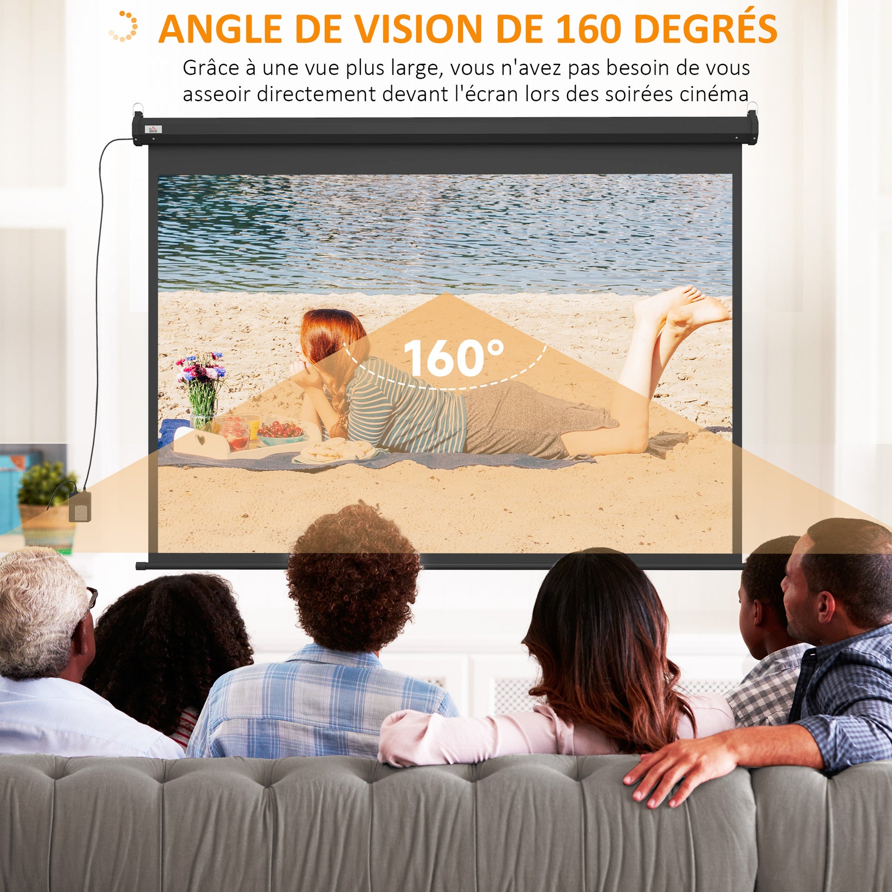 Écran vidéoprojecteur motorisé et électrique 100 Pouces, 4:3 4K HD, panneau de commande et télécommande