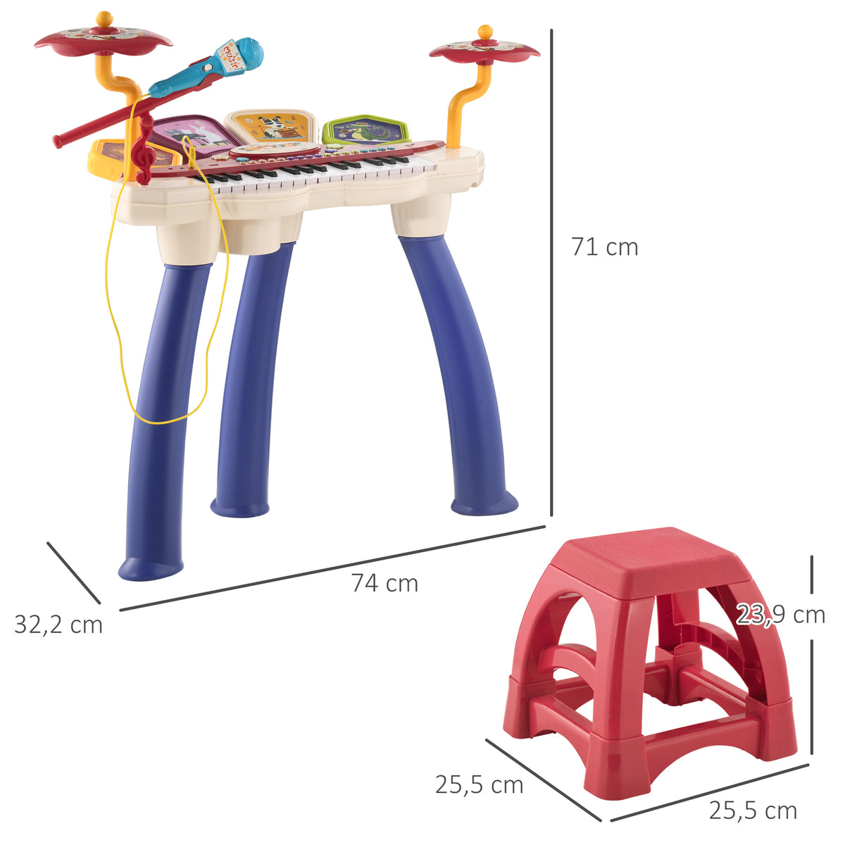 Ensemble de musique 2 en 1 pour enfant piano et batterie électronique avec micro et tabouret