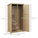 Armoire de jardin abri remise pour outils 90L x 54.5P x 161/168,5H cm 2 étagères toit bitumé étanche bois pin autoclave
