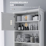 Meuble WC dessus de toilette armoire de rangement de salle de bain avec niches placard à double porte étagère réglable