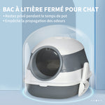 Maison de toilette pour chat pliable porte battante lucarne + pelle fournis 52 x 41 x 38 cm gris blanc