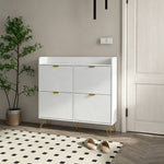 Meuble à chaussures 4 abattants, avec étagère réglable, rangement chaussure 106 x 24 x 102 cm, blanc