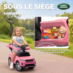 Porteur enfants Land Rover Discovery sous licence, porteur voiture à pousser avec poignée amovible, 84x40x94,5cm, rose