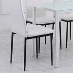Lot de 4 chaises de salle à manger chaises de cuisine avec dossier haut pieds en métal et tissu en lin 41x50x97cm blanc