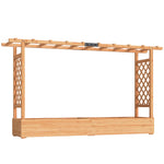 Jardinière surélevée avec treillis latéral et supérieur, bac à fleurs trous de drainage, 200x44x113,5cm, bois naturel