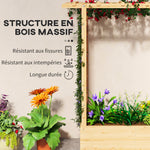 Jardinière surélevée avec treillis latéral et supérieur, bac à fleurs trous de drainage, 110x44x113cm, bois naturel