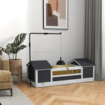 Casa para tortugas terrestres recinto exterior 2 refugios soporte de lámpara ajustable madera maciza 120 x 56,5 x 43 cm gris