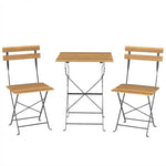 Ensemble de Salon de Jardin Bistrot 3 Pièces, 2 Chaises Pliantes, Table Carrée en Bois d'Acacia, 55x55x71cm, Naturel