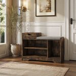 Meuble et Banc à Chaussures, 1 Tiroir et 3 Compartiments, Capacité 5 Paires, MDF, 76,5 x 30 x 52 cm, Marron