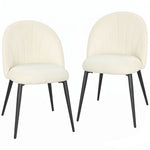 Lot de 2 chaises de salle à manger, chaises de cuisine rembourrées sans accoudoirs, pieds en acier, 52x55x79cm, crème