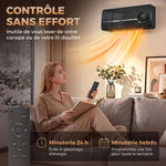 Keramik-Wandheizgerät 1000/2000W, Elektroheizung, Ventilator, Thermostat, Timer, 50x18,6x12,9cm, schwarz