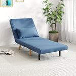 3-in-1 slaapfauteuil, eenpersoons slaapstoel met 5-standen rugleuning, van stof, inclusief kussen, blauw