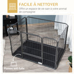 Enclos parc pour chien 4 panneaux en métal grillagé avec Porte Verrouillable, dim. 109L x 74l x 71H cm
