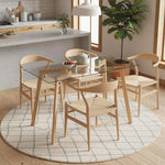 Table à manger pour 4 personnes, 120x60x76cm, table de cuisine, plateau en verre trempé et pieds en acier, transparent