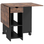 Tavolo da pranzo pieghevole, tavolo da cucina allungabile per 2-4 persone, 2 ribalte, 120 x 72 x 75 cm, rustico e nero