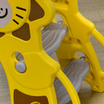 Toboggan pour enfants intérieur extérieur avec panier de basket pour les enfants de 18 à 36 mois, jaune, gris